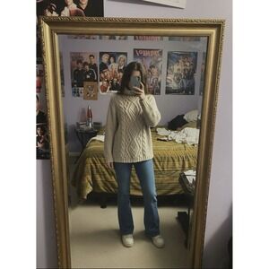 Liz Claiborne Women's Small Petite Lizsport Cable-knit Turtleneck Sweater Chunky